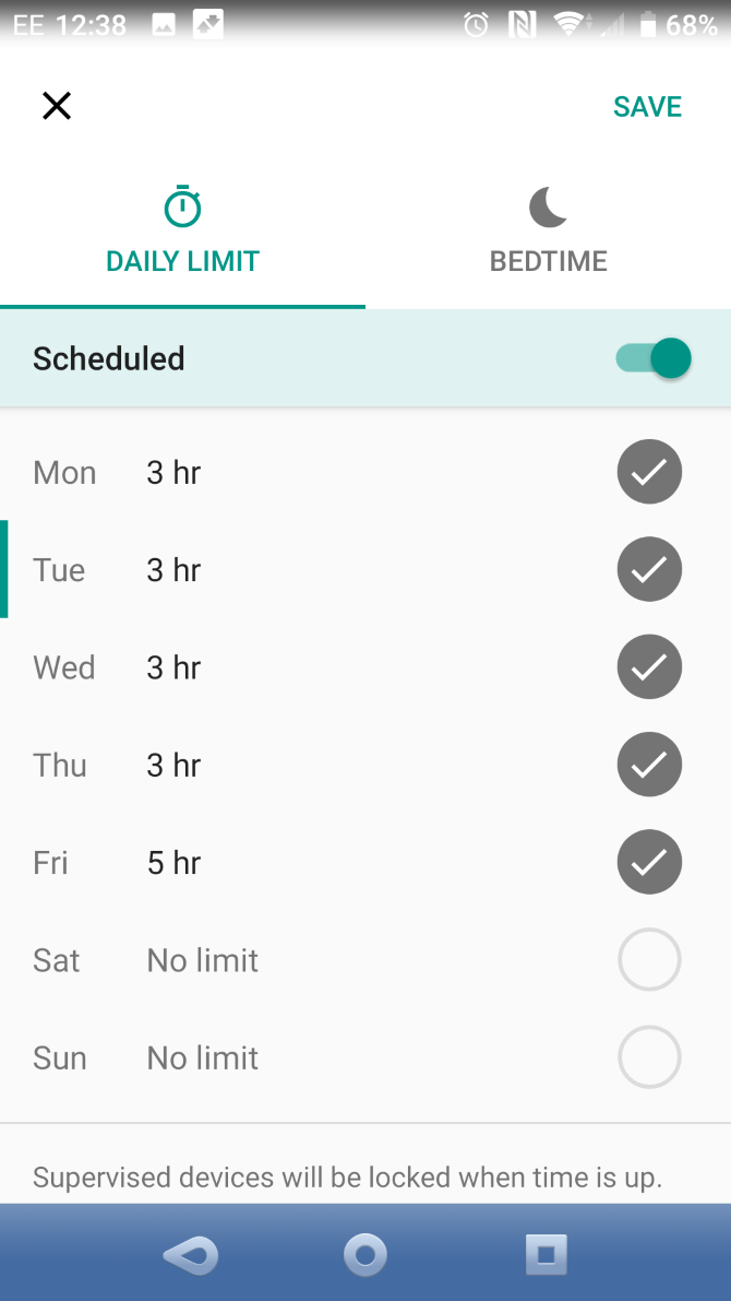 Set a schedule for your child's Android device