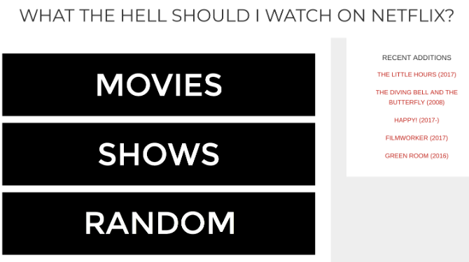 What the hell should I watch on Netflix recommends movies and TV shows quickly