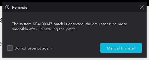Nox warning about a Windows 10 patch