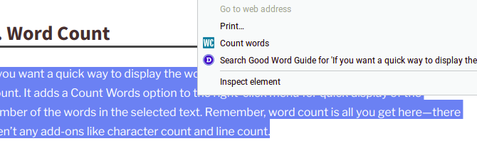 Word Count Chrome extension
