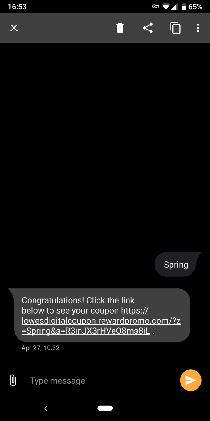 Android Spam Text