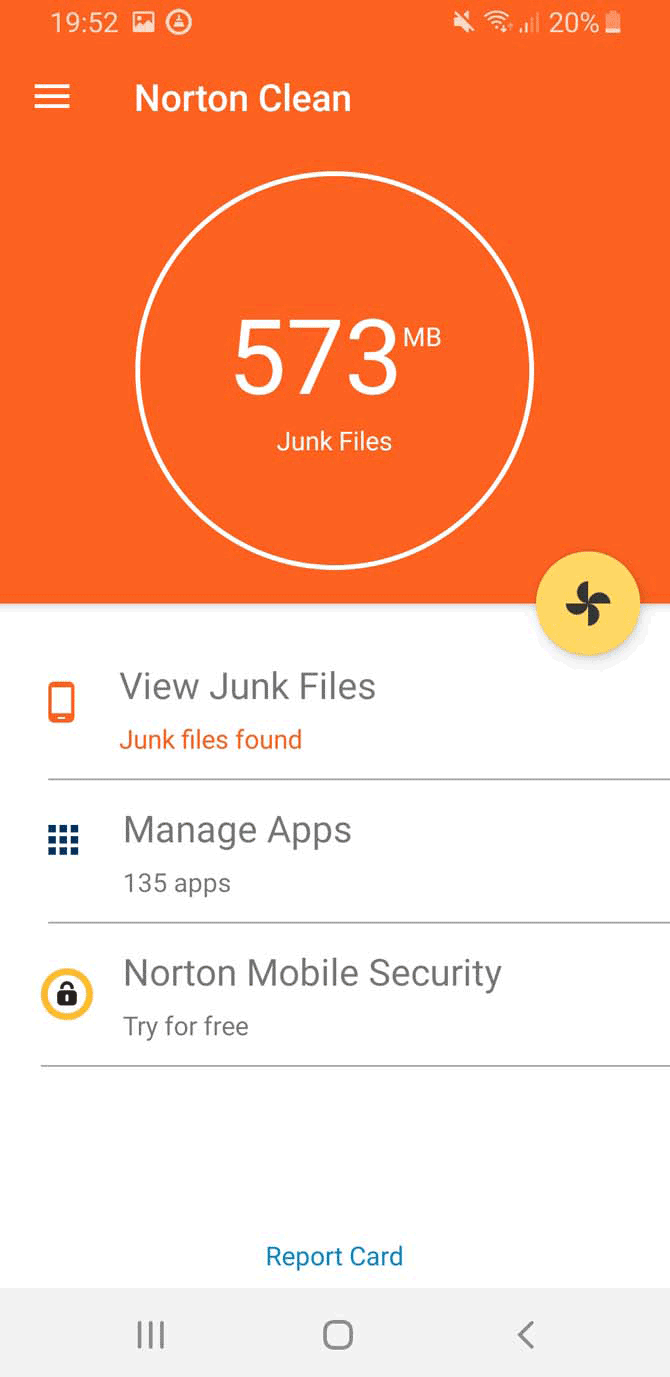 تطبيقات Android الأنظف شاشة Norton Clean Scan المكتملة