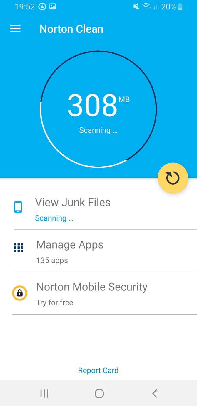 تطبيقات Android الأنظف Norton Clean Scanning Screen