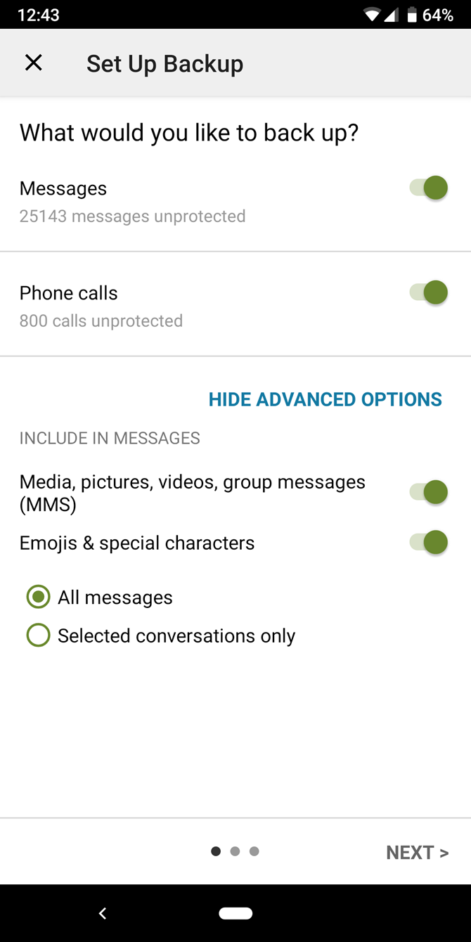 Android SMS Backup Choose Backup