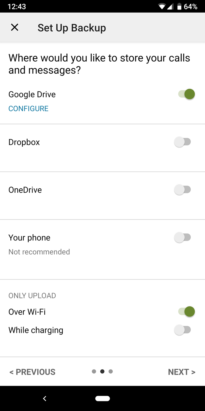 Android SMS Backup Storage