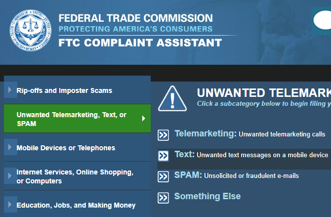 FTC Report Text Spam