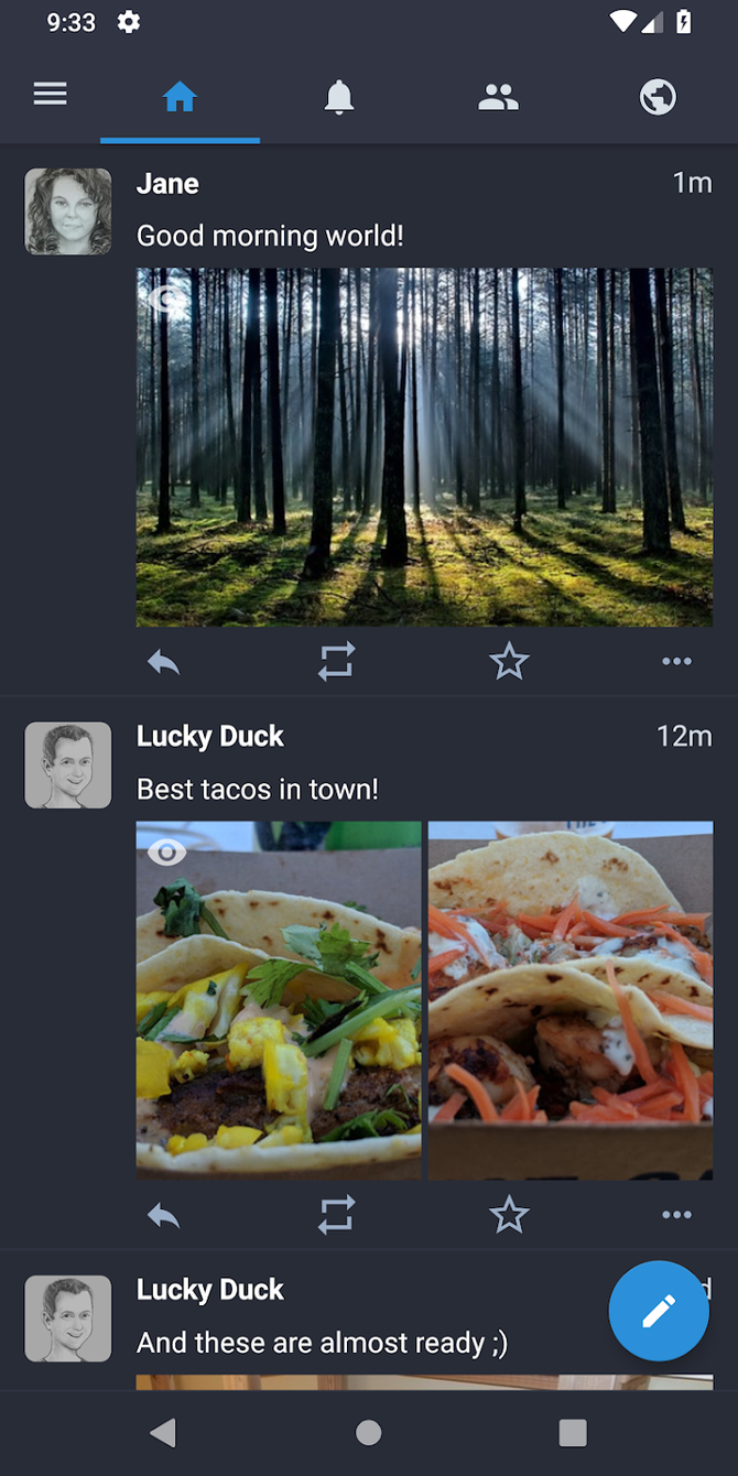 A feed visible in the Librem Social Android app