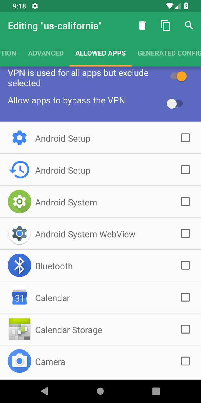 Whitelisting apps using Librem Tunnel on Android