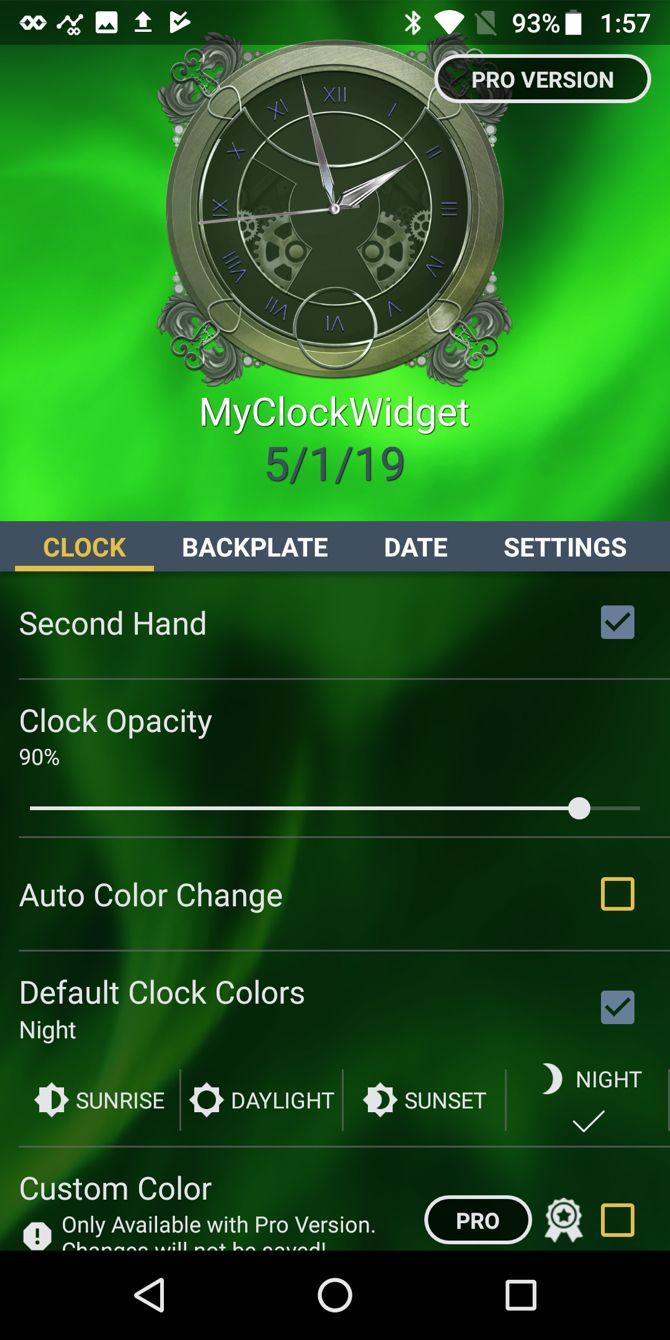 Luxury Analog Clock Widget Clock Settings