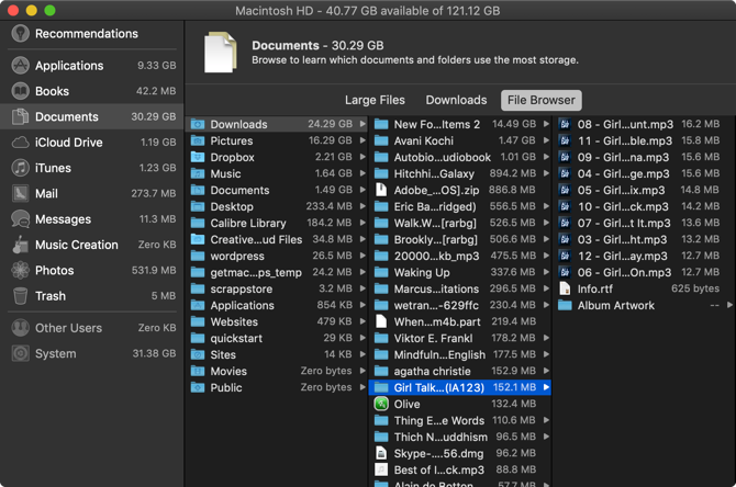 Mac Storage Management File Browser