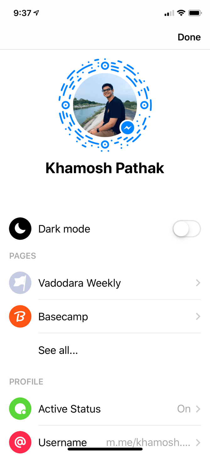 Messenger iPhone Dark Mode 1