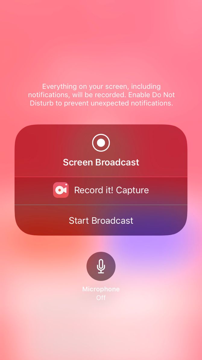 Broadcast Record It iPhone را شروع کنید.