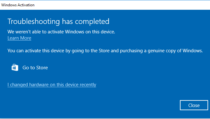 Windows 10 Activation Changed Hardware