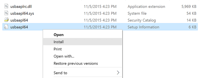 Windows 10 Apple Driver Install Files