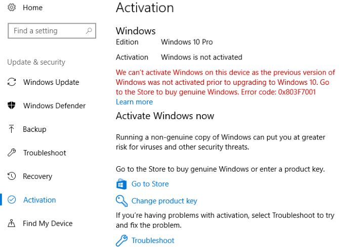 Windows 10 Not Activated