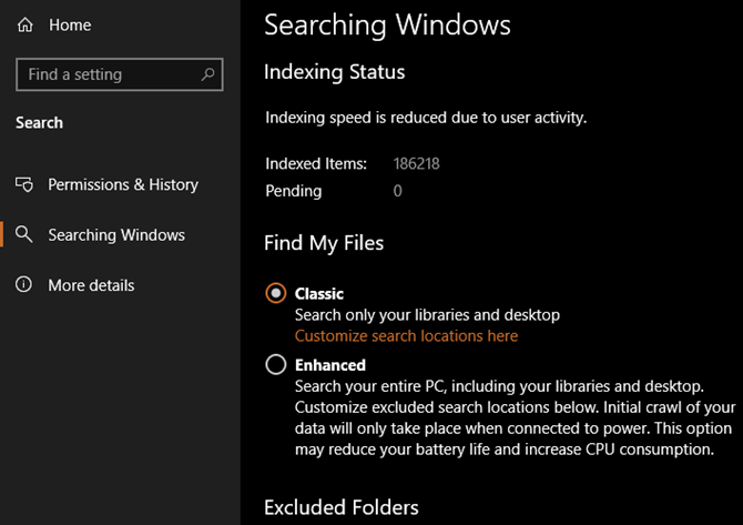 Windows 10 Search Mode