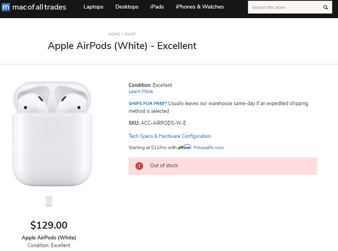 airpods mac of all trades stock