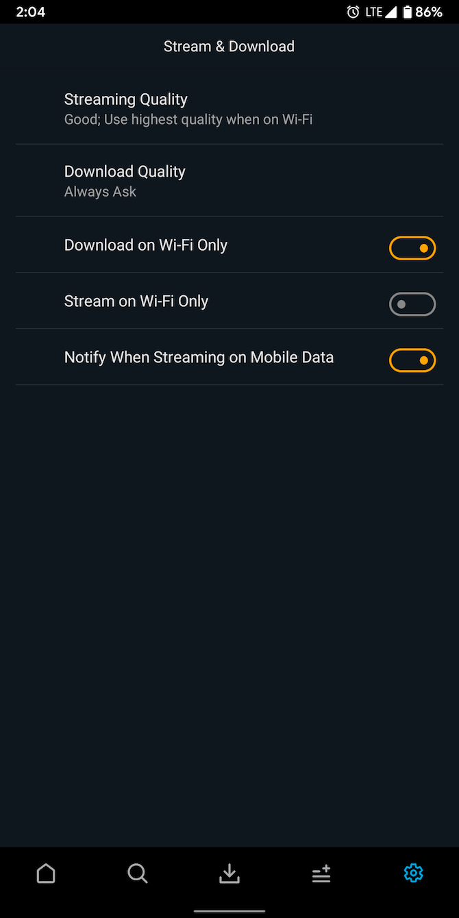 Amazon prime video download settings Android