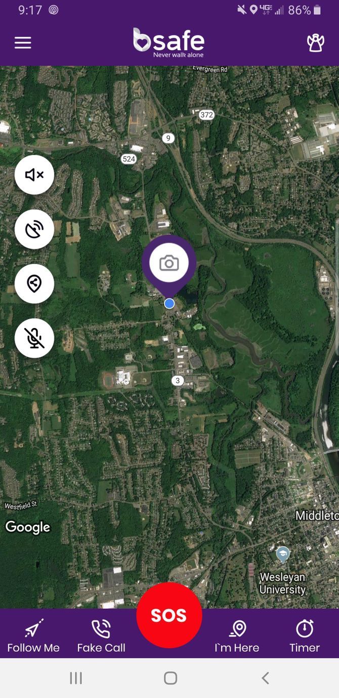 bSafe Personal Security App Map