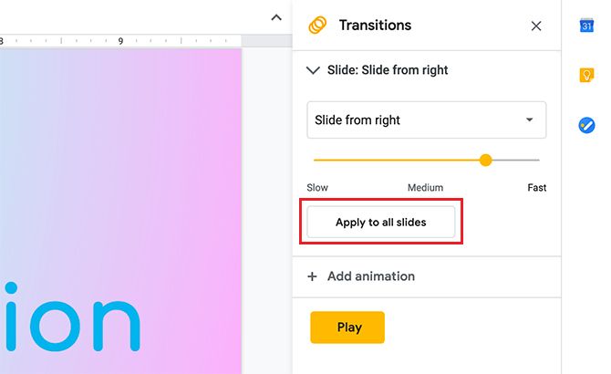 Create Transitions in Google Slides Apply to All Slides