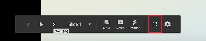 Create Transitions in Google Slides Toolbar Full Screen Mode