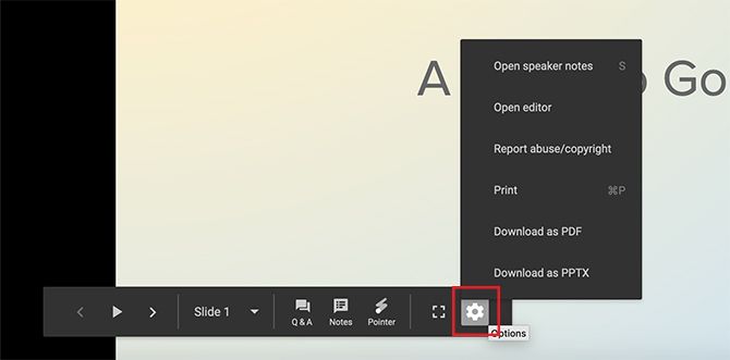 Create Transitions in Google Slides Toolbar Options