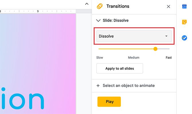 Create Transitions in Google Slides Dissolve Transition