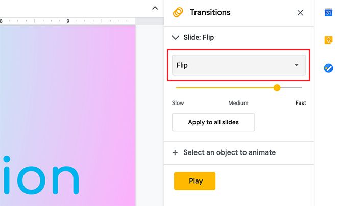 Create Transitions in Google Slides Flip Transition