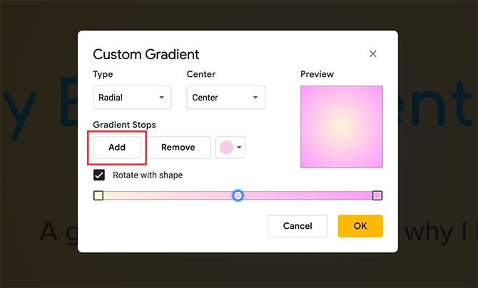 Custom Gradient Google Slides Add a Color Stop