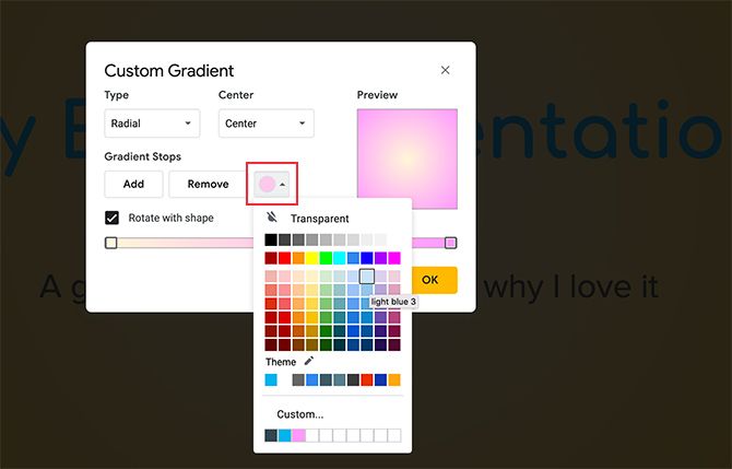 Custom Gradient Google Slides Change Color Stop