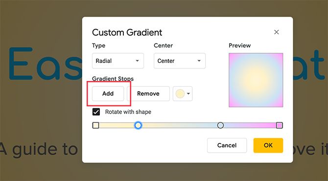 Custom Gradient Google Slides Move Second Color Stop