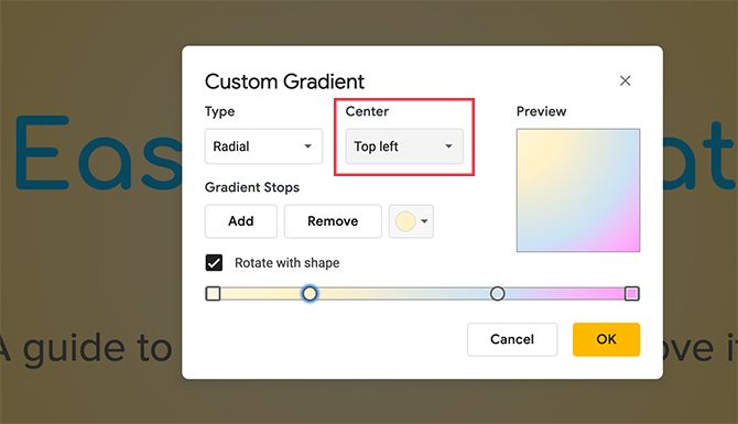 Custom Gradient Google Slides Change Gradient Position