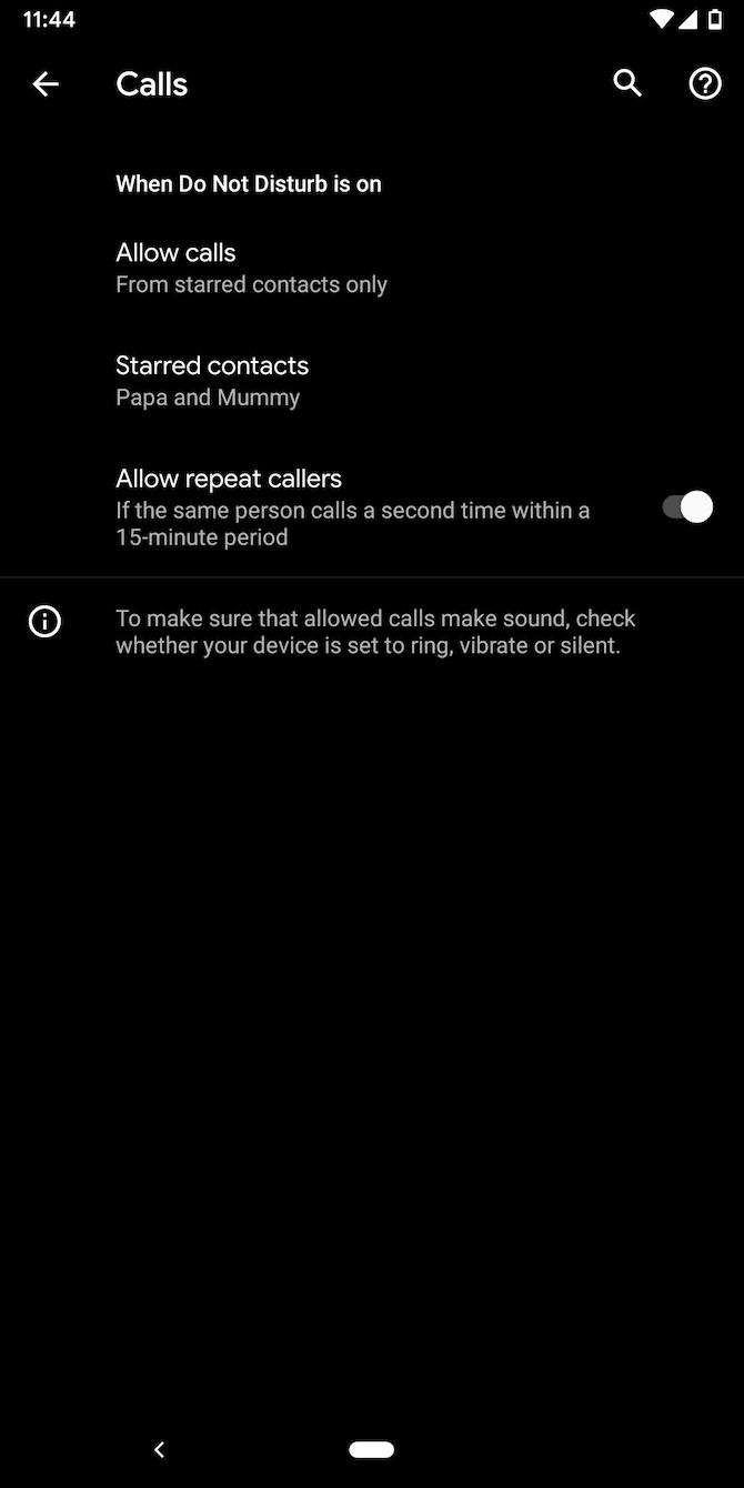 Do Not Disturb Calls Settings Android