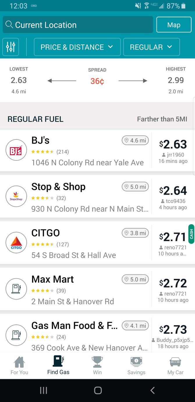 GasBuddy App Gas Stations