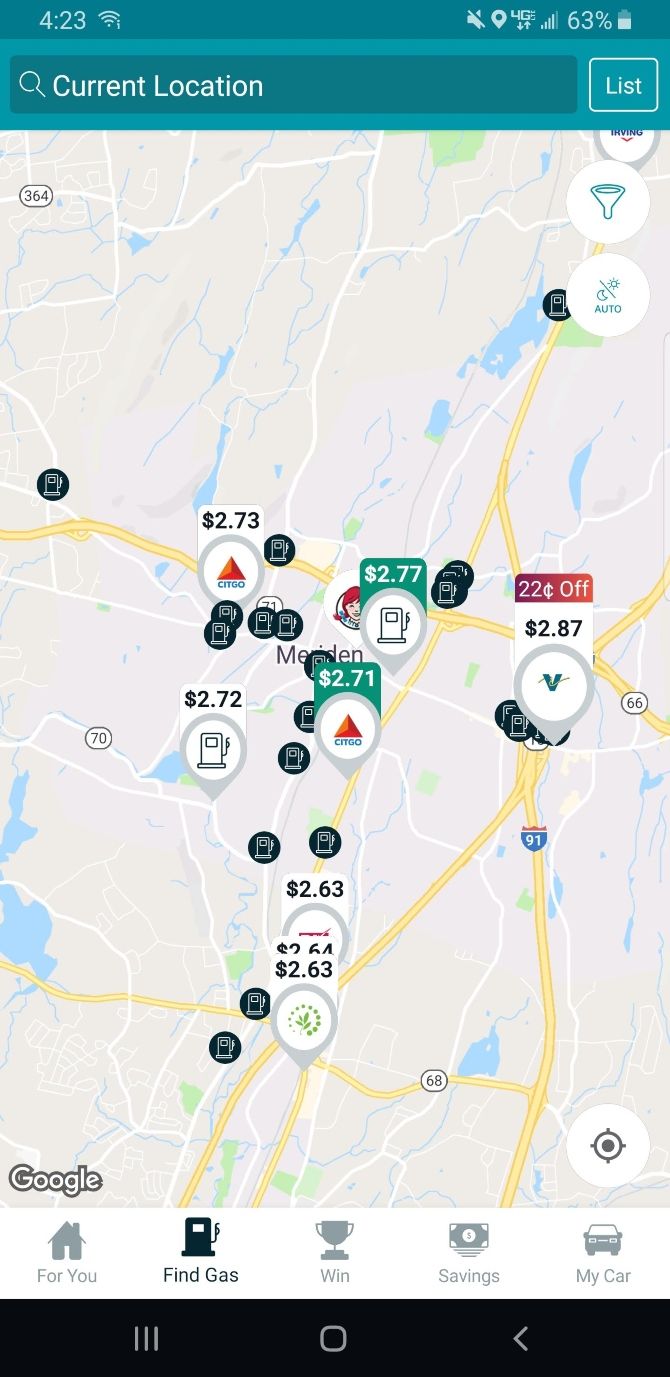 GasBuddy App Gas Station Map