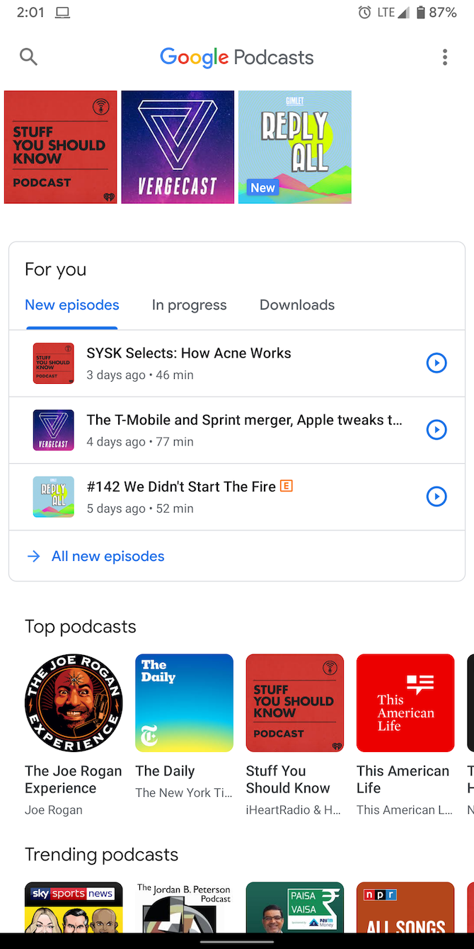 Google Podcasts Android app