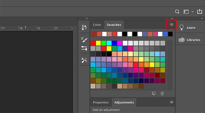 a custom color palette in adobe photoshop