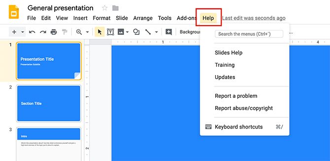 How to Create a Presentation Google Slides Help Menu