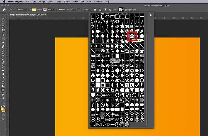 custom shape tool in adobe photoshop