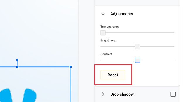 Image Editing in Google Slides Adjustments Reset