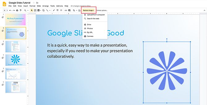 Image Editing in Google Slides Replace Image