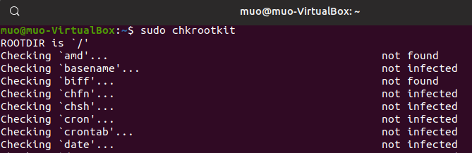 linux antivirus chkrootkit command line