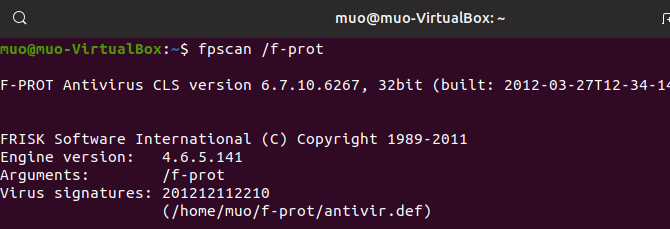 linux antivirus f-prot command line