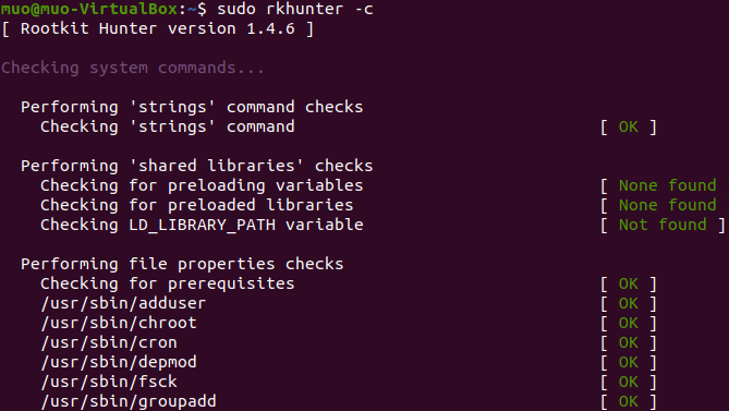 Rootkit Hunter tool for Linux