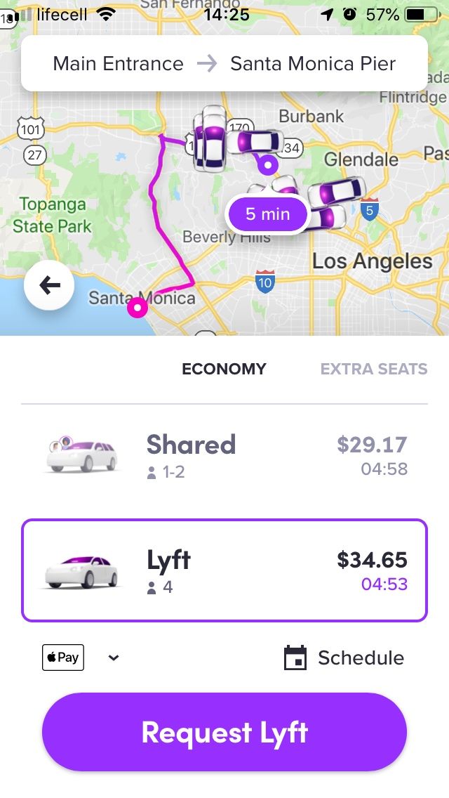 Lyft prices in Los Angeles