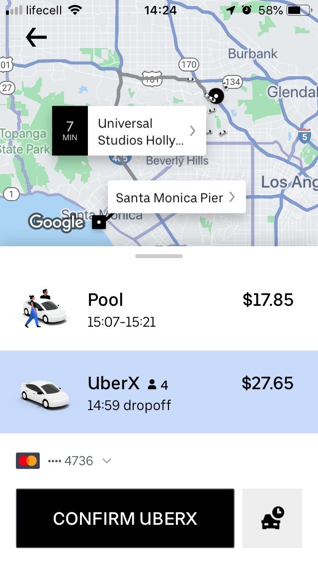 Uber prices in Los Angeles