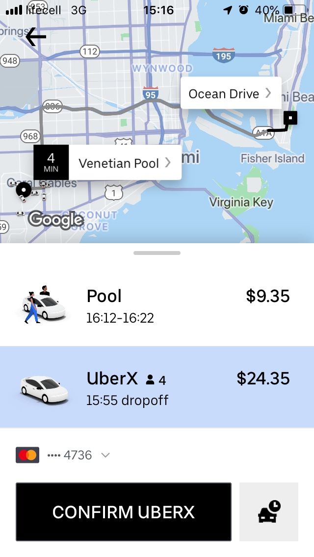 Uber prices in Miami