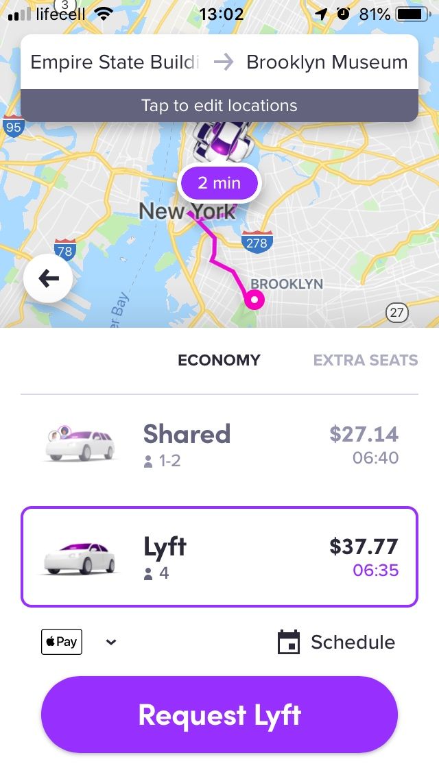 Lyft prices in NYC