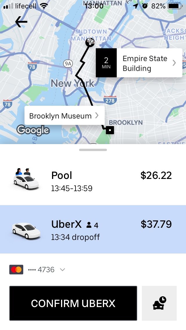 Uber prices in NYC