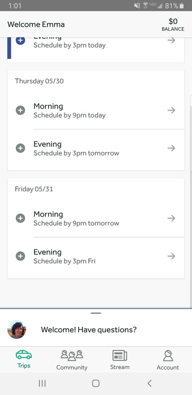 Scoop App Carpool Schedule Finder